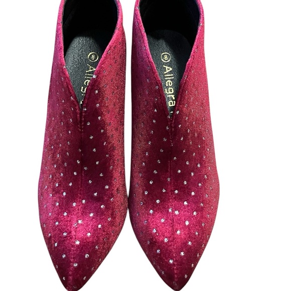 Allegra K Women's Burgundy Cutout Pointed Toe Heel Ankle Booties Size: 8 - Picture 4 of 6